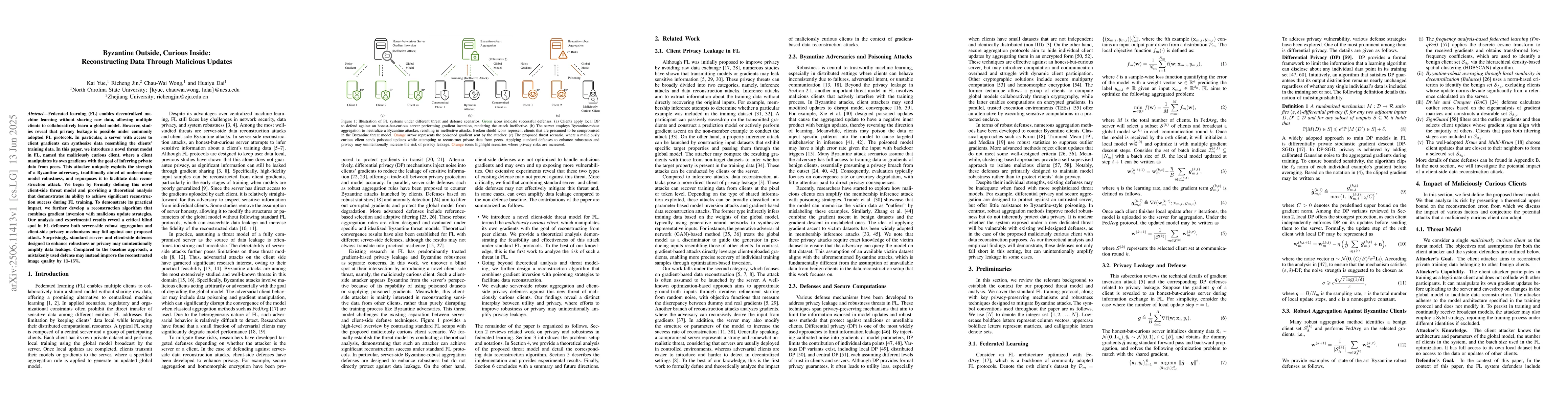 Thumbnail for Byzantine Outside, Curious Inside: Reconstructing Data Through Malicious
  Updates