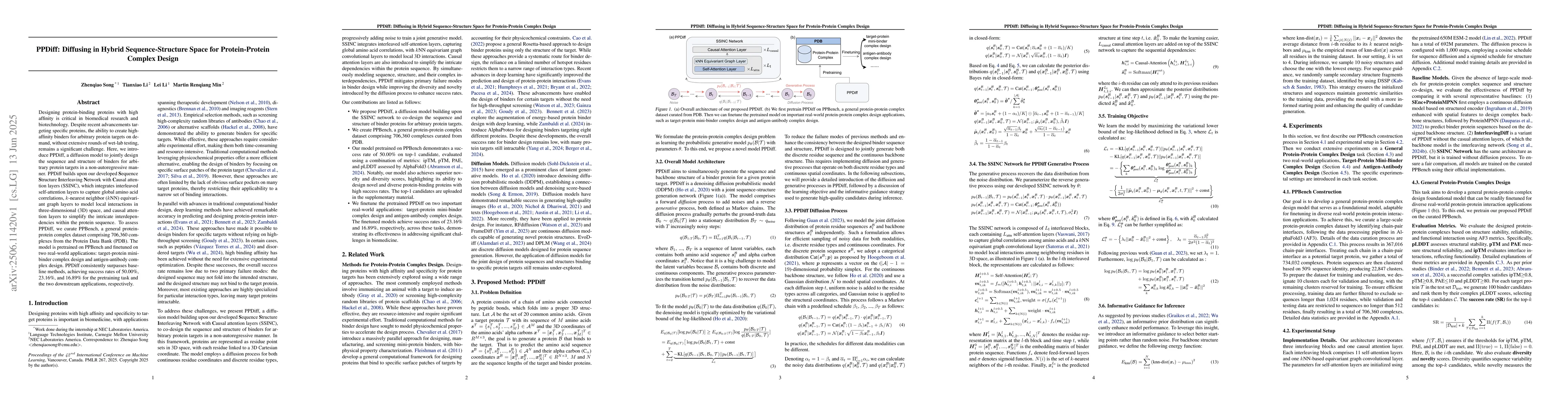 Thumbnail for PPDiff: Diffusing in Hybrid Sequence-Structure Space for Protein-Protein
  Complex Design
