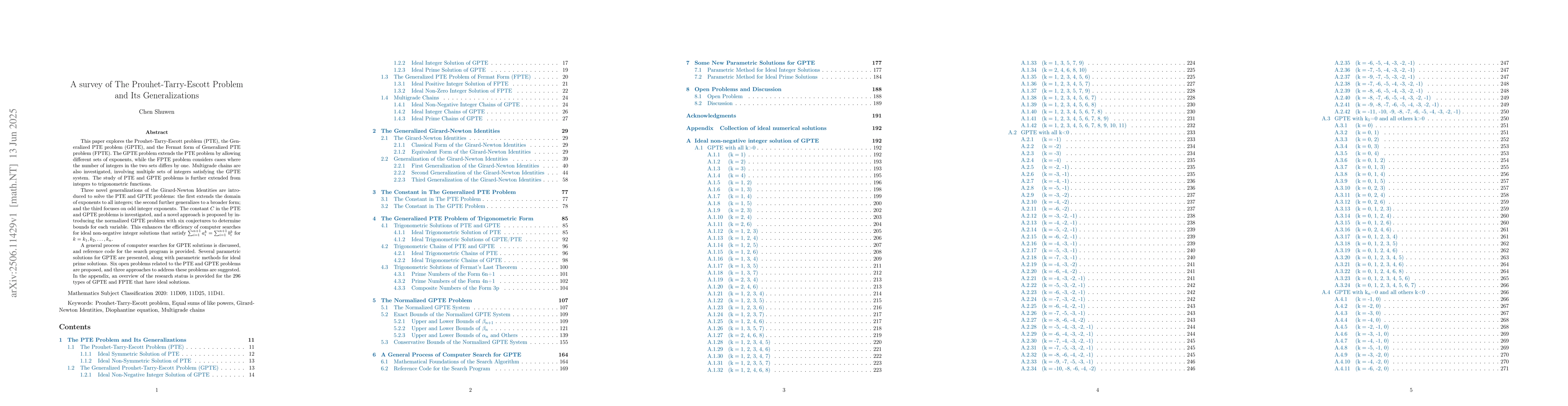 Thumbnail for A survey of The Prouhet-Tarry-Escott Problem and its Generalizations