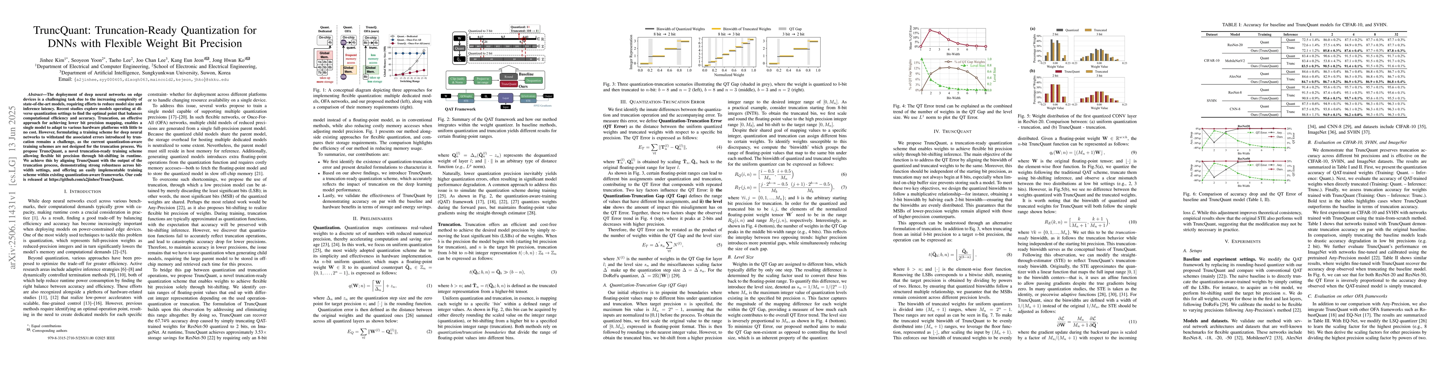Thumbnail for TruncQuant: Truncation-Ready Quantization for DNNs with Flexible Weight
  Bit Precision