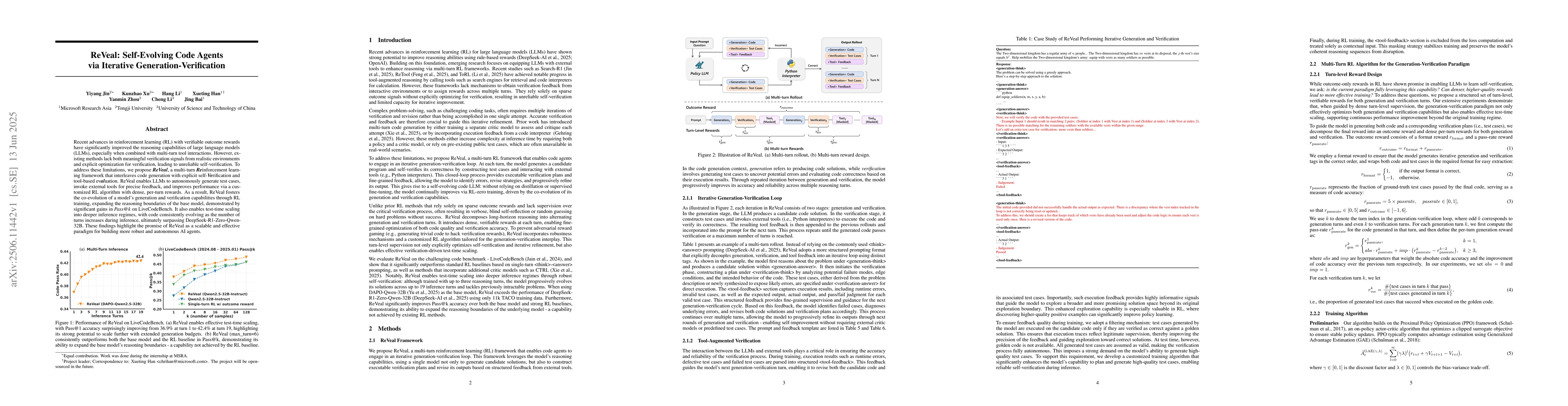 Thumbnail for ReVeal: Self-Evolving Code Agents via Iterative Generation-Verification