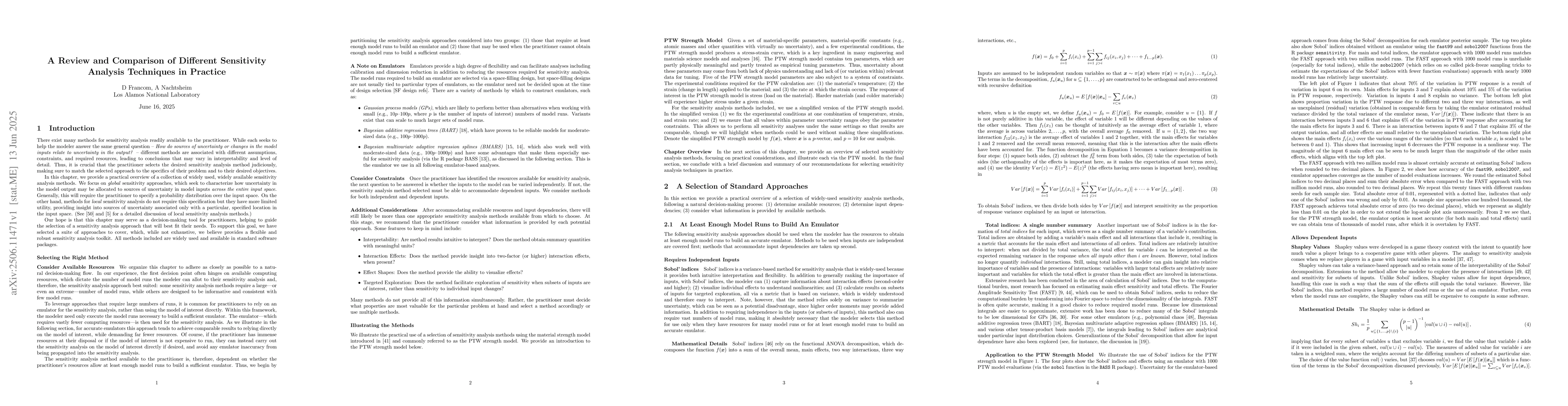 Thumbnail for A Review and Comparison of Different Sensitivity Analysis Techniques in
  Practice