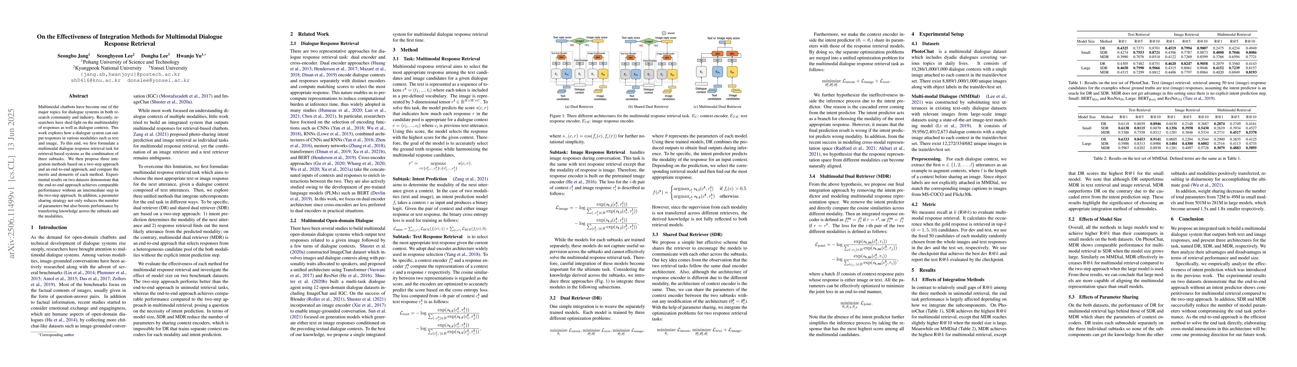 Thumbnail for On the Effectiveness of Integration Methods for Multimodal Dialogue
  Response Retrieval