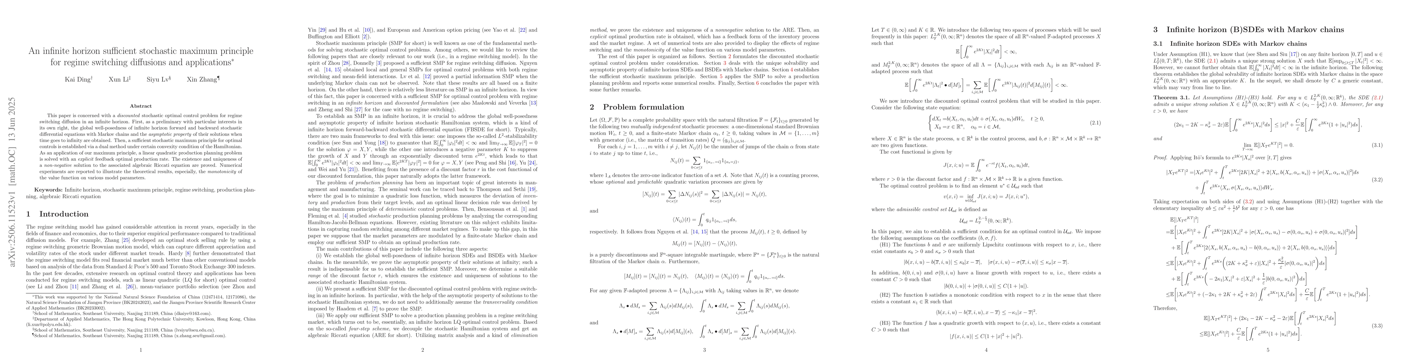 Thumbnail for An infinite horizon sufficient stochastic maximum principle for regime
  switching diffusions and applications