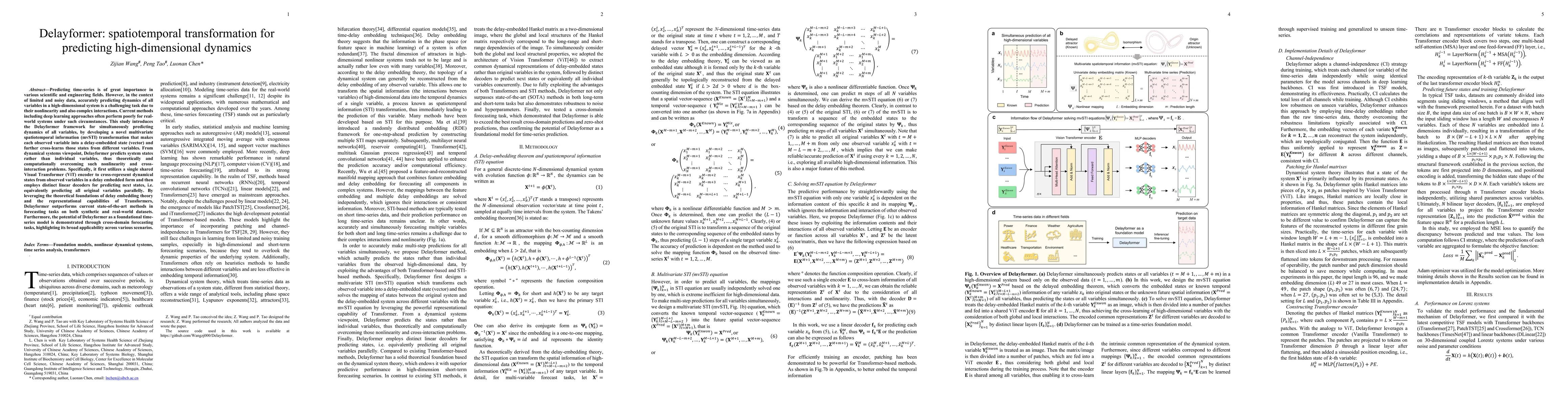 Thumbnail for Delayformer: spatiotemporal transformation for predicting
  high-dimensional dynamics