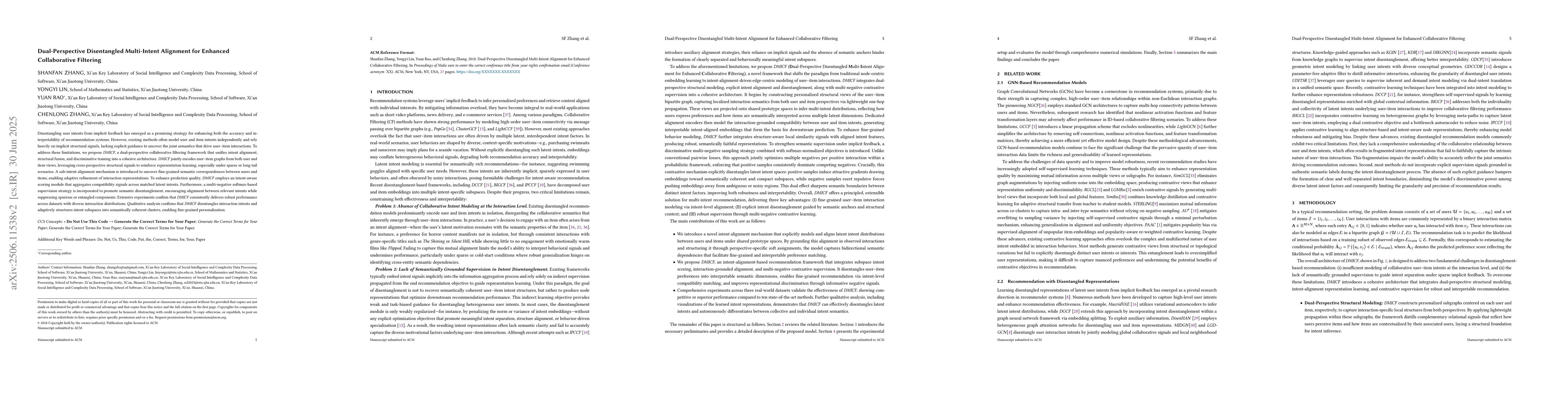 Thumbnail for Dual-View Disentangled Multi-Intent Learning for Enhanced Collaborative
  Filtering