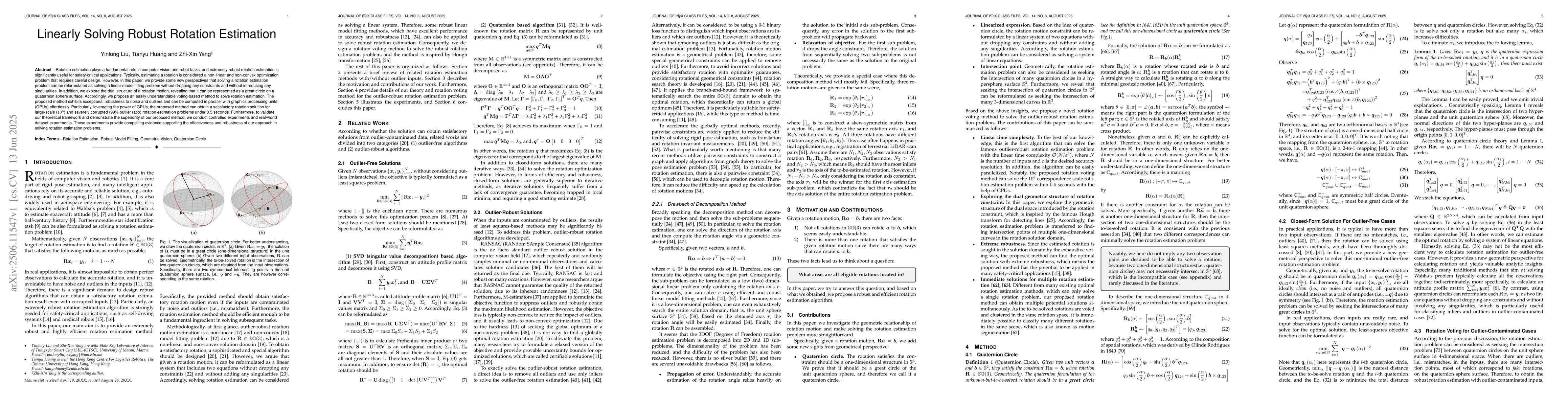 Thumbnail for Linearly Solving Robust Rotation Estimation