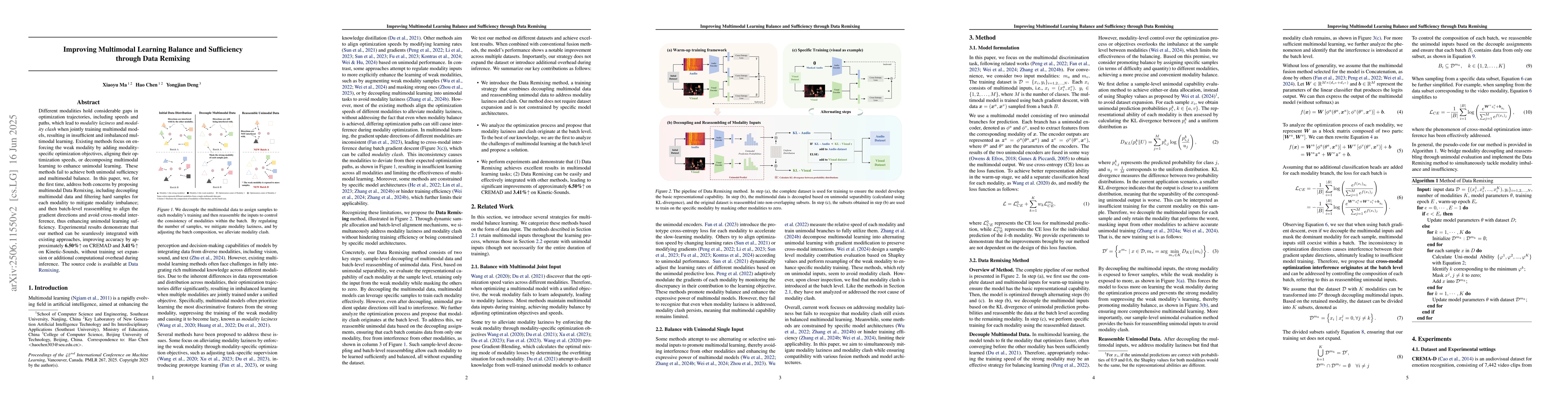 Thumbnail for Improving Multimodal Learning Balance and Sufficiency through Data
  Remixing