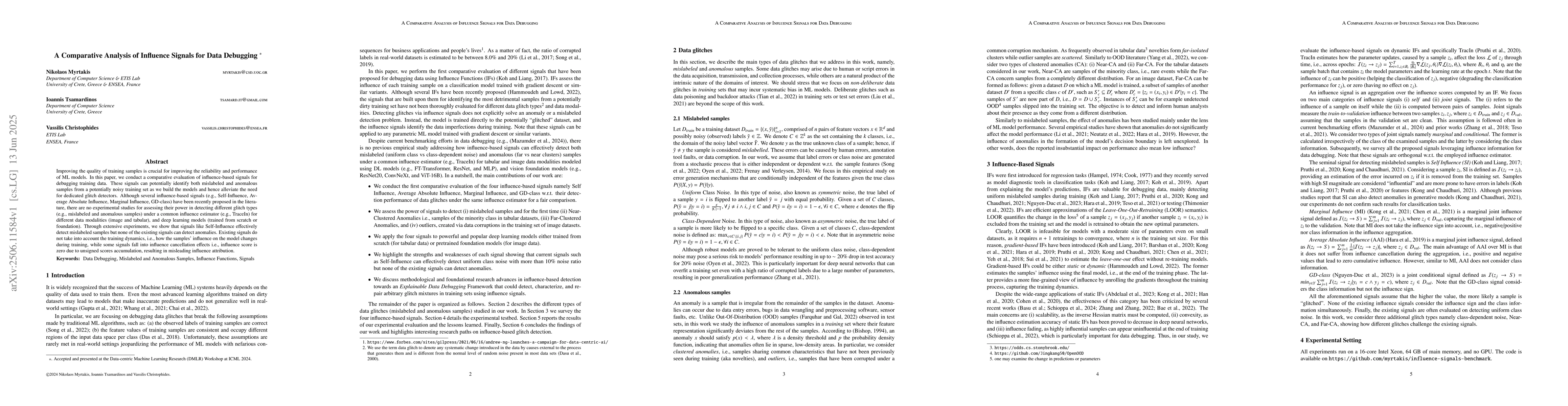 Thumbnail for A Comparative Analysis of Influence Signals for Data Debugging