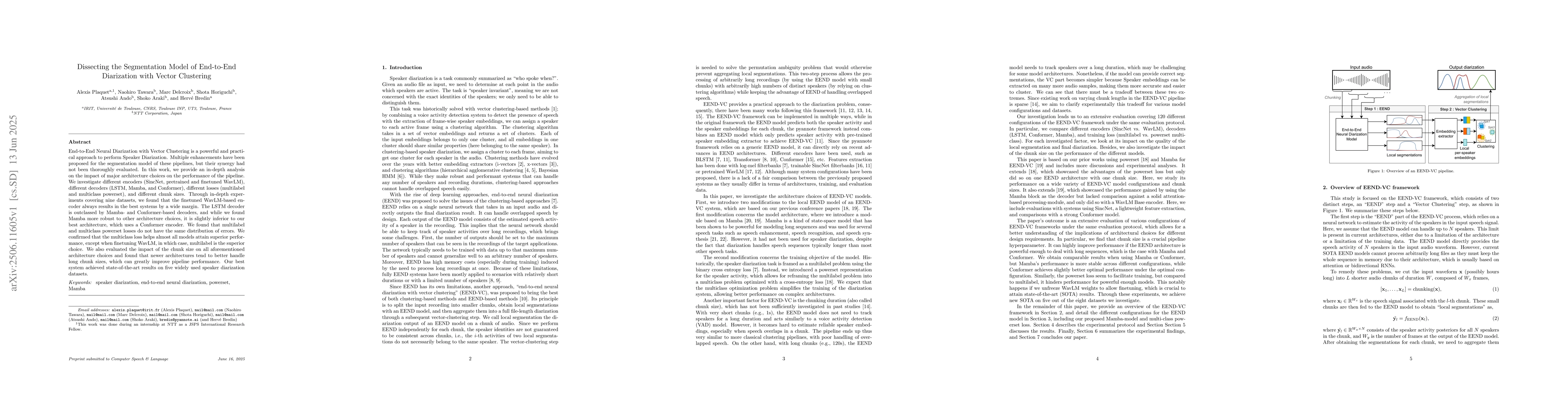 Thumbnail for Dissecting the Segmentation Model of End-to-End Diarization with Vector
  Clustering