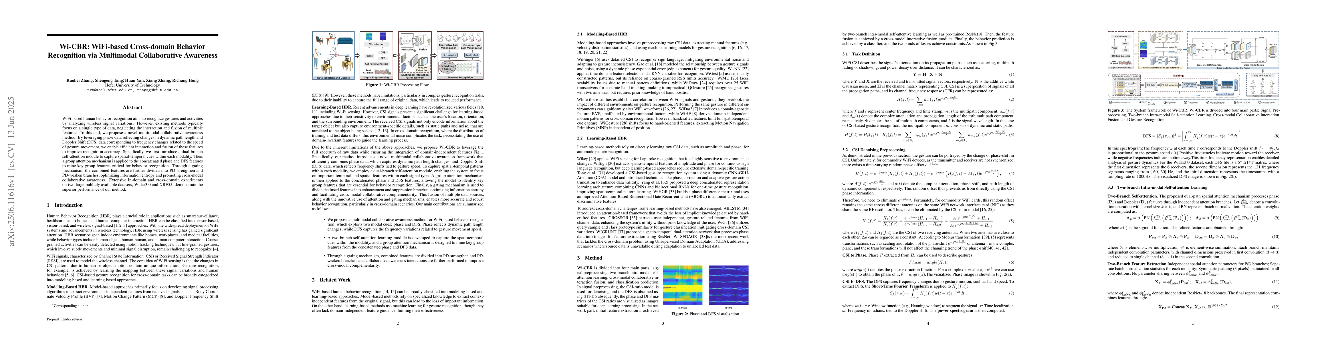 Thumbnail for Wi-CBR: WiFi-based Cross-domain Behavior Recognition via Multimodal
  Collaborative Awareness