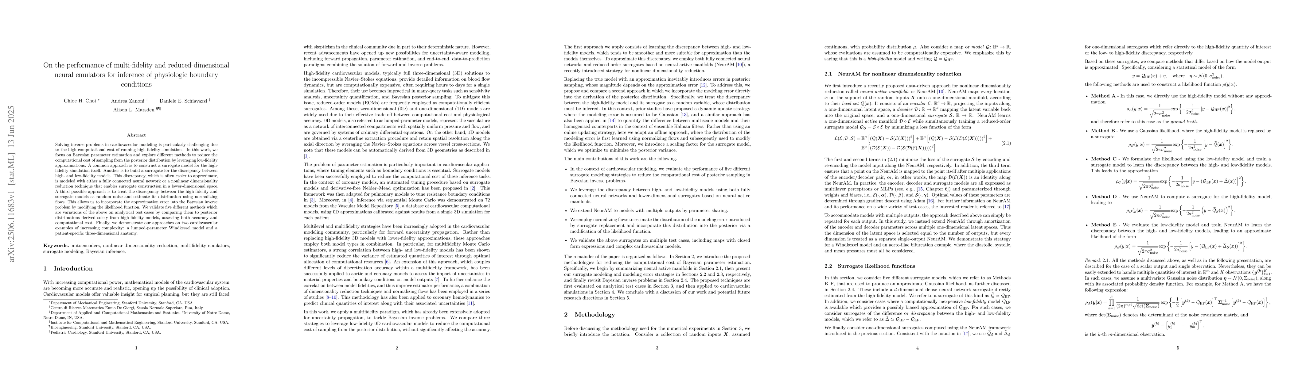 Thumbnail for On the performance of multi-fidelity and reduced-dimensional neural
  emulators for inference of physiologic boundary conditions