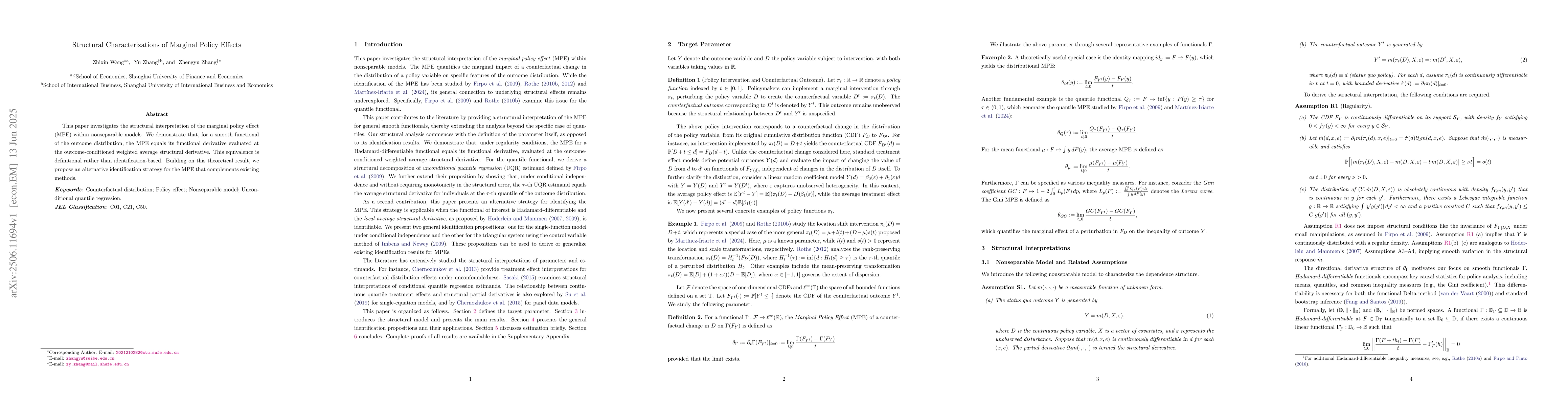 Thumbnail for Structural Characterizations of Marginal Policy Effects