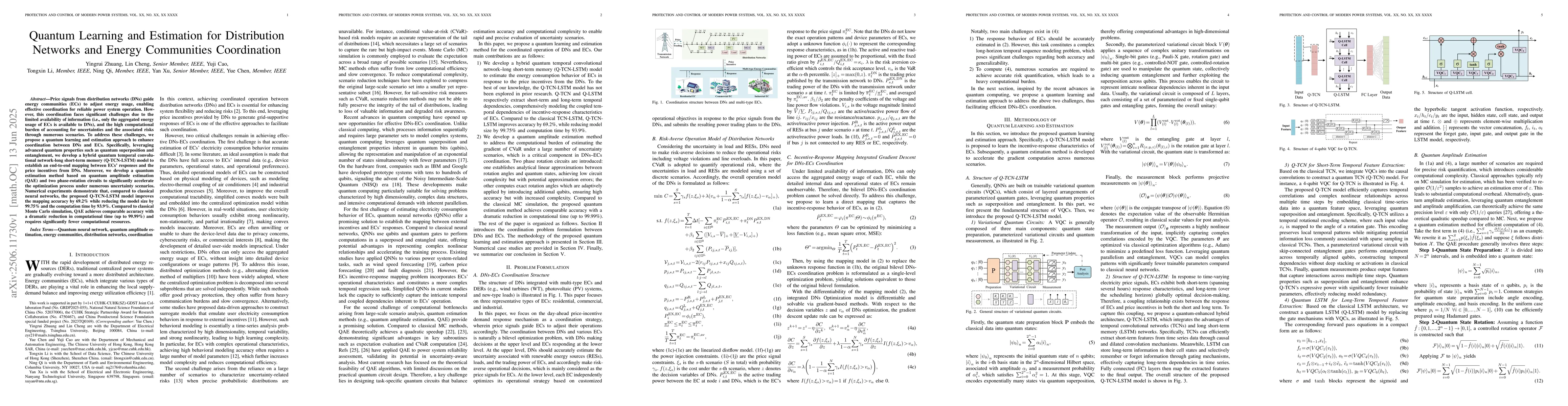Thumbnail for Quantum Learning and Estimation for Distribution Networks and Energy
  Communities Coordination