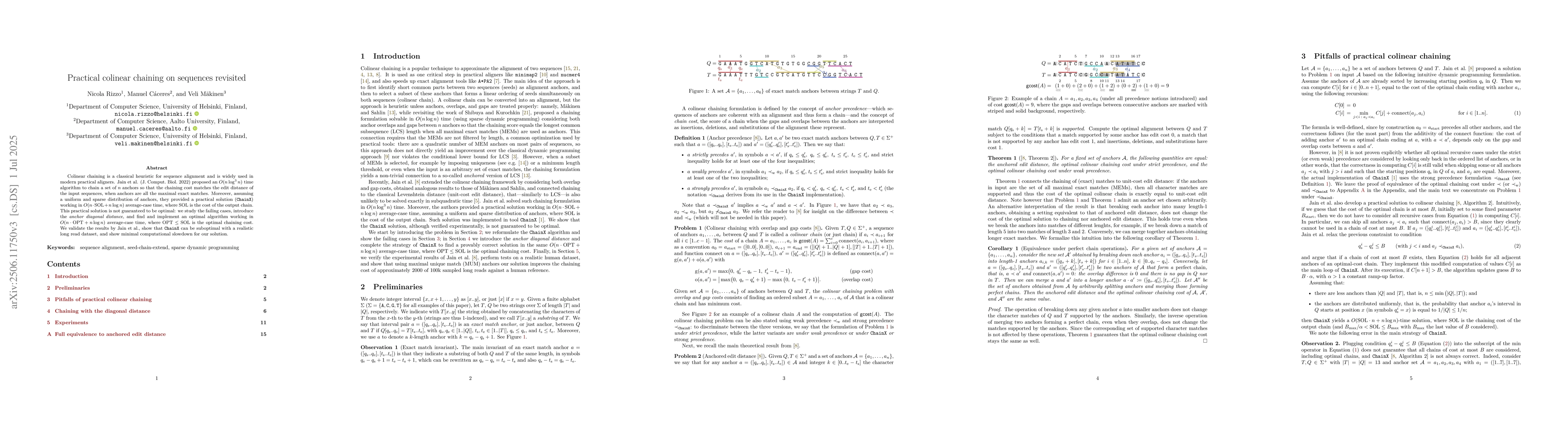 Thumbnail for Practical colinear chaining on sequences revisited