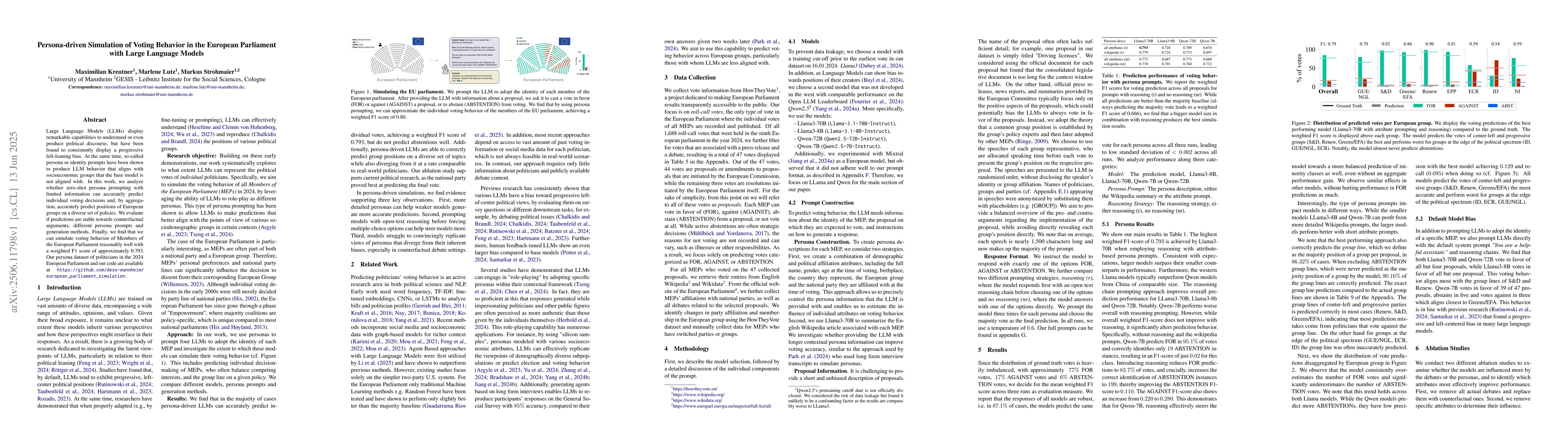 Thumbnail for Persona-driven Simulation of Voting Behavior in the European Parliament
  with Large Language Models