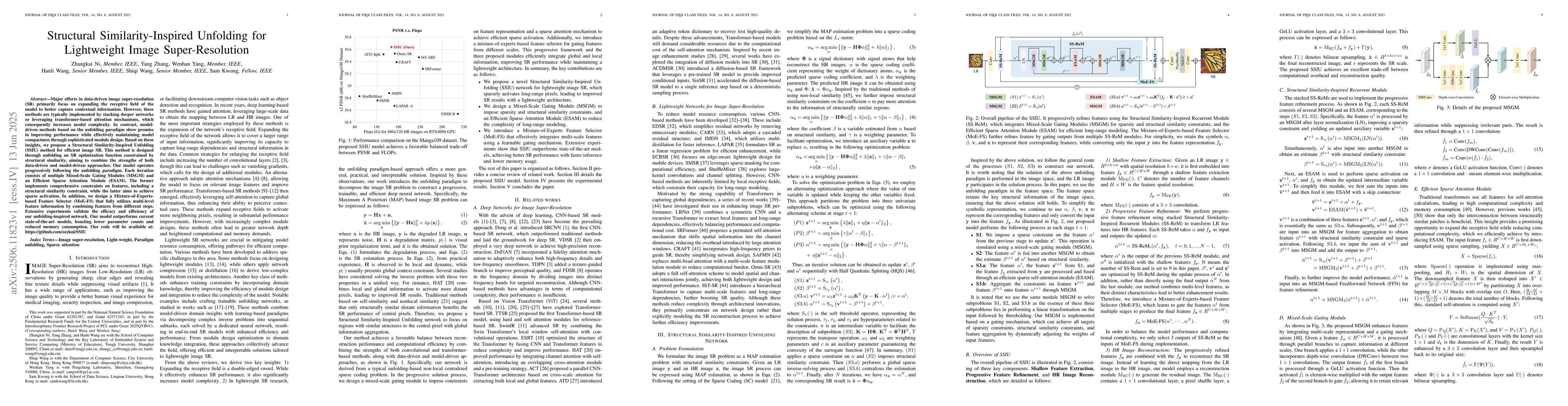 Thumbnail for Structural Similarity-Inspired Unfolding for Lightweight Image
  Super-Resolution