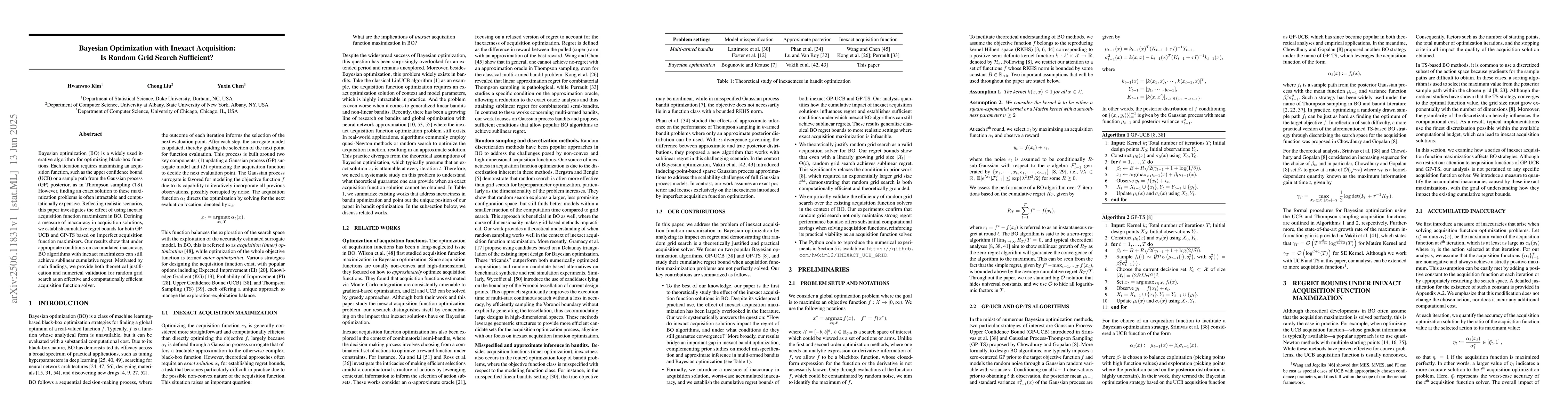 Thumbnail for Bayesian Optimization with Inexact Acquisition: Is Random Grid Search
  Sufficient?