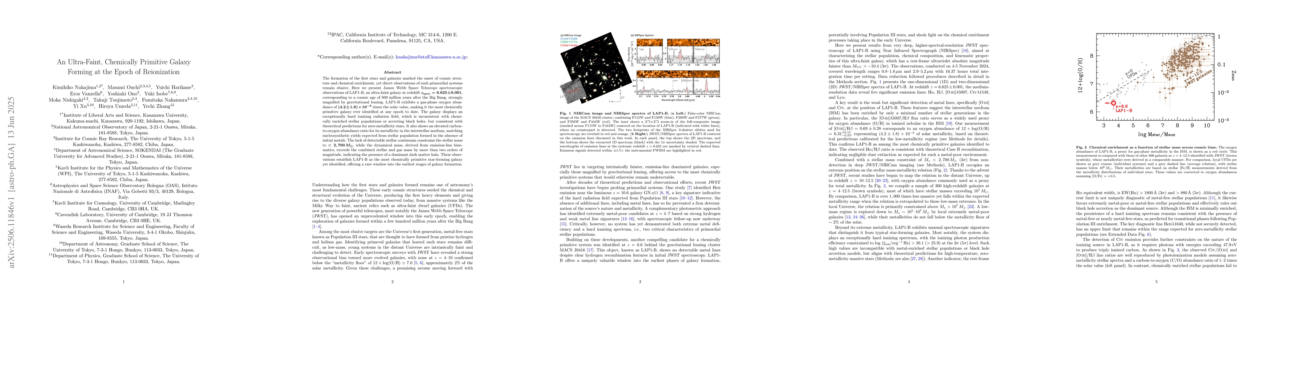 Thumbnail for An Ultra-Faint, Chemically Primitive Galaxy Forming at the Epoch of
  Reionization