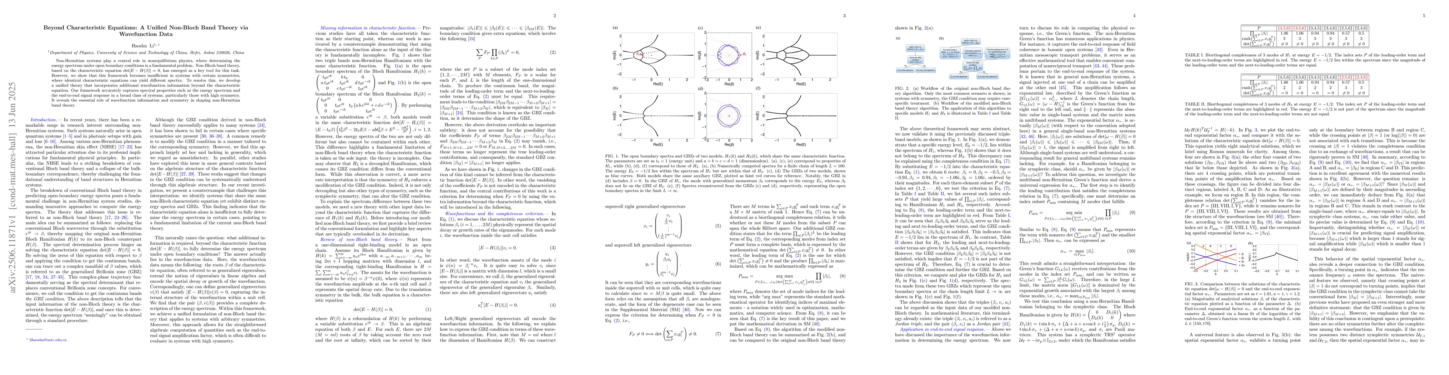 Thumbnail for Beyond Characteristic Equations: A Unified Non-Bloch Band Theory via
  Wavefunction Data