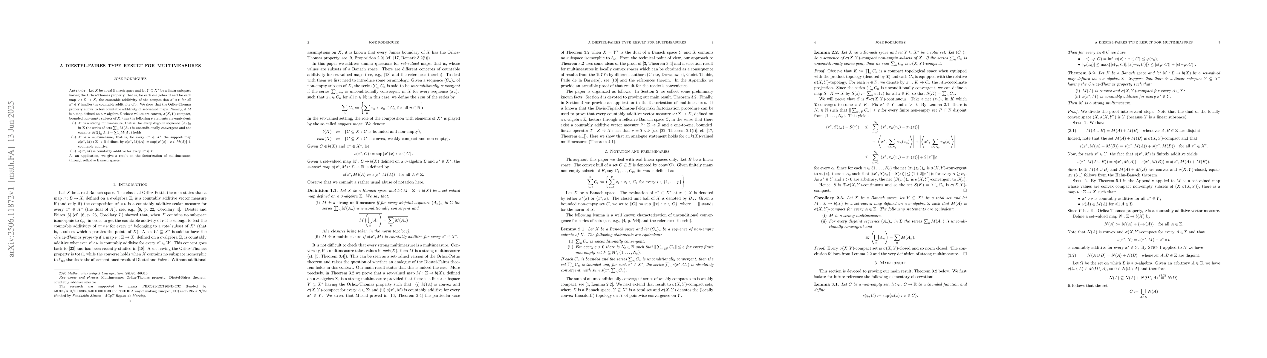 Thumbnail for A Diestel-Faires type result for multimeasures