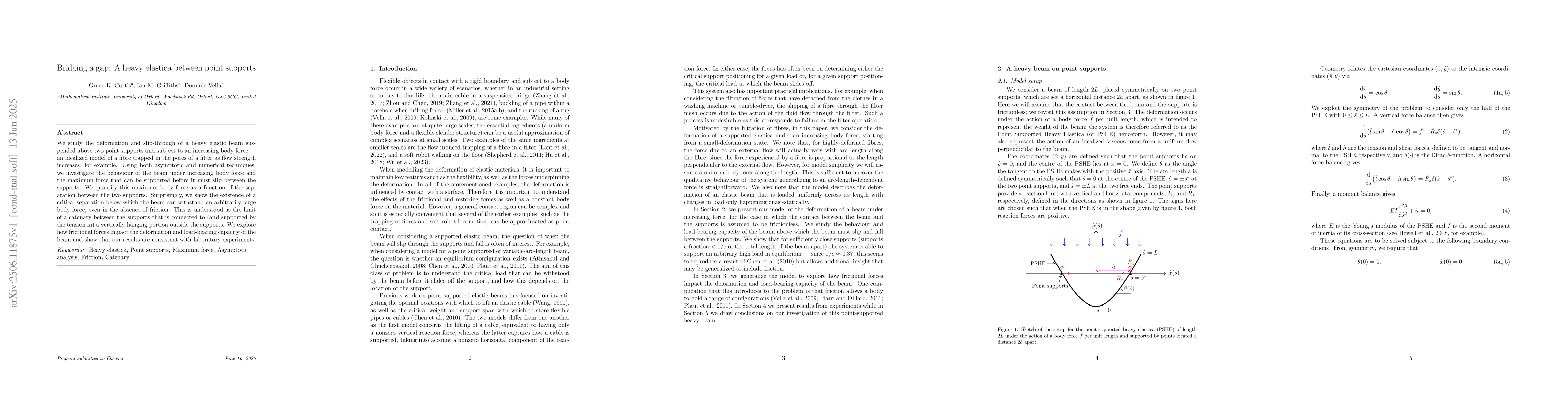Thumbnail for Bridging a gap: A heavy elastica between point supports