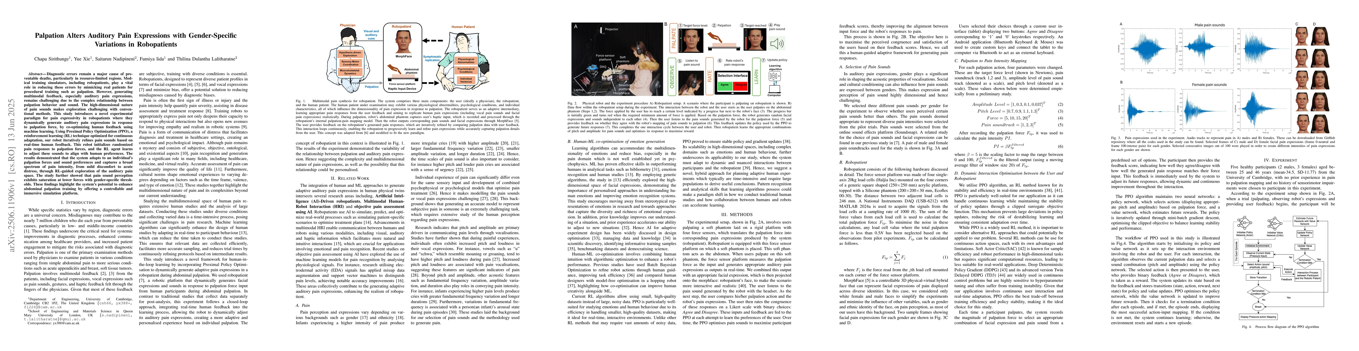 Thumbnail for Palpation Alters Auditory Pain Expressions with Gender-Specific
  Variations in Robopatients
