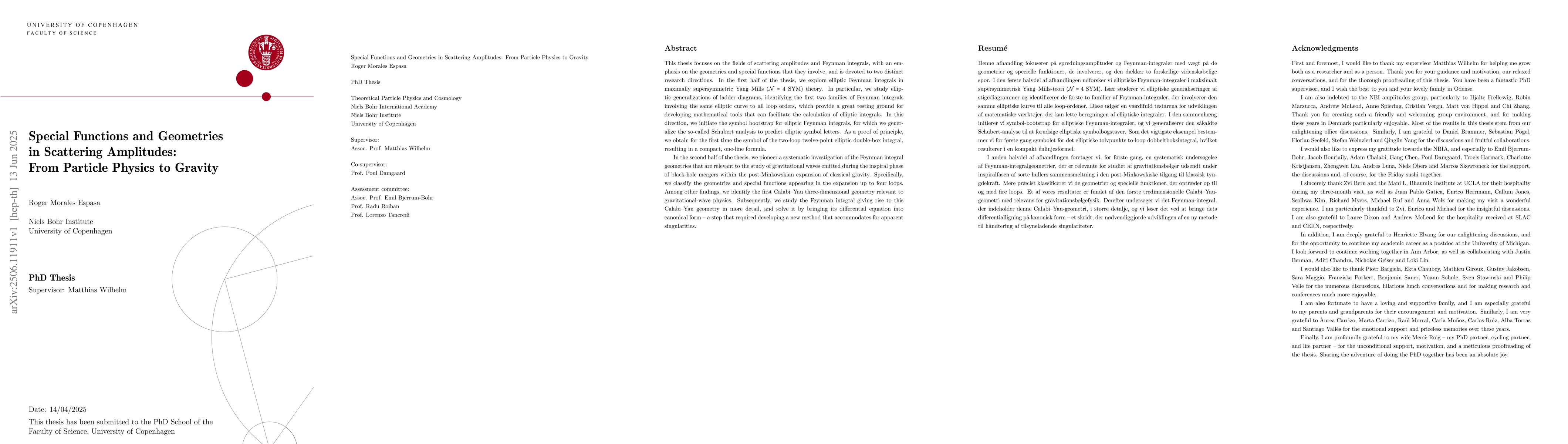 Thumbnail for Special Functions and Geometries in Scattering Amplitudes: From Particle
  Physics to Gravity