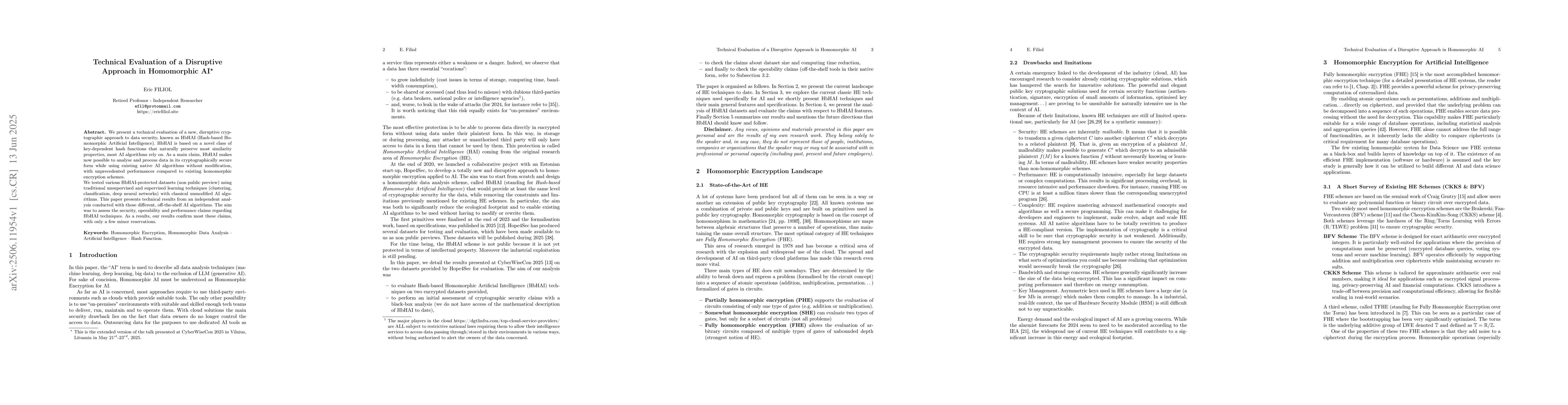 Thumbnail for Technical Evaluation of a Disruptive Approach in Homomorphic AI