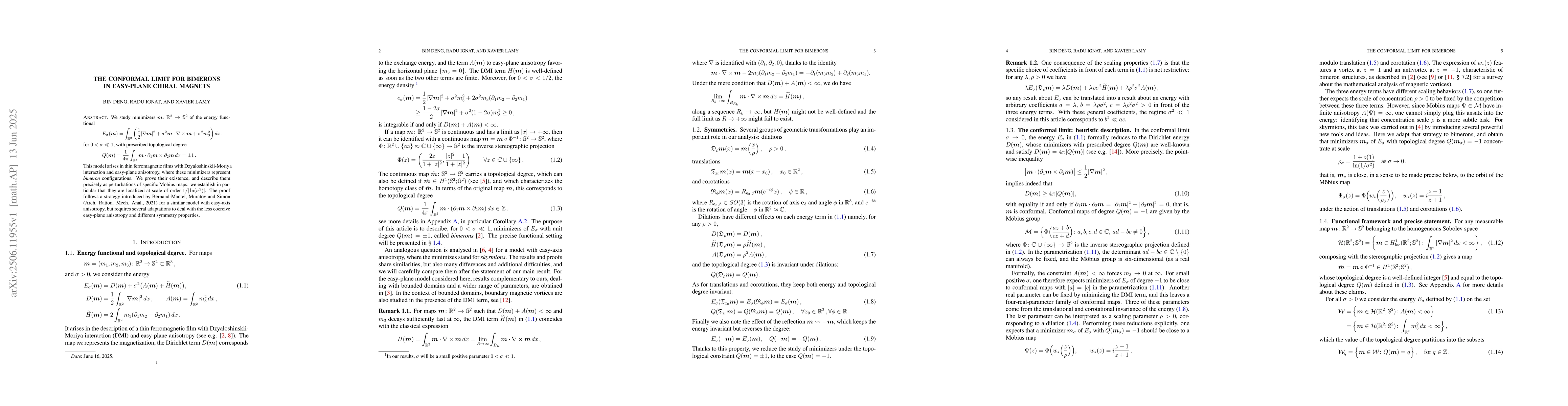 Thumbnail for The conformal limit for bimerons in easy-plane chiral magnets