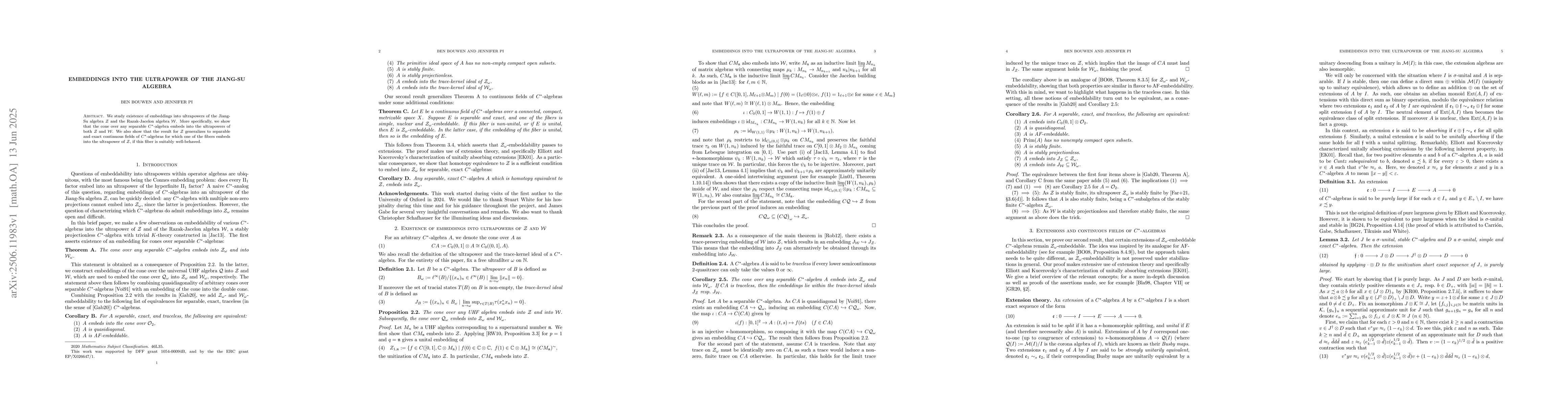 Thumbnail for Embeddings into the ultrapower of the Jiang-Su algebra