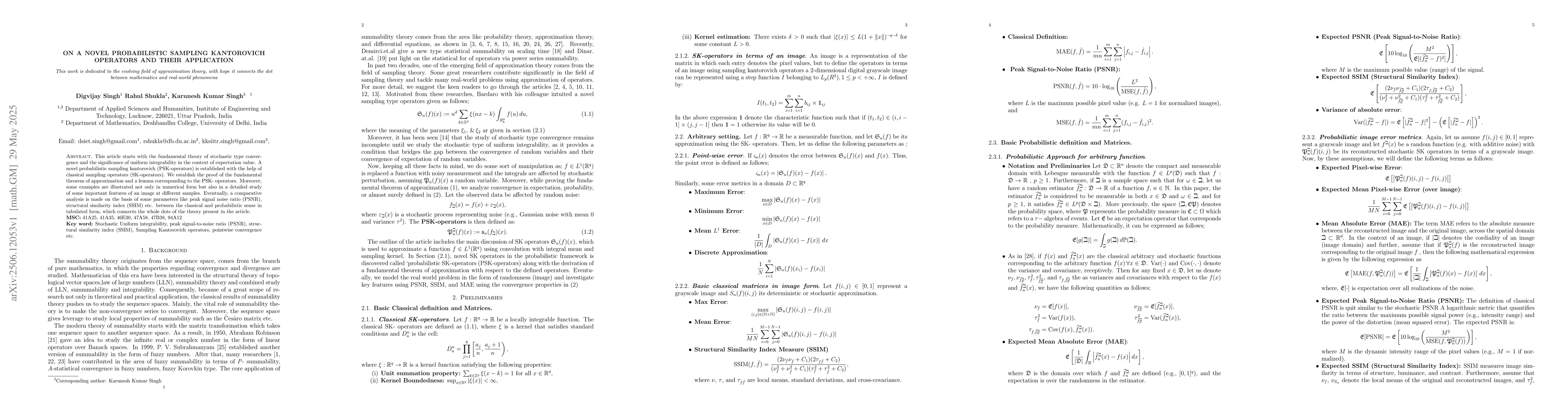 Thumbnail for On a novel probabilistic Sampling Kantorovich operators and their
  application