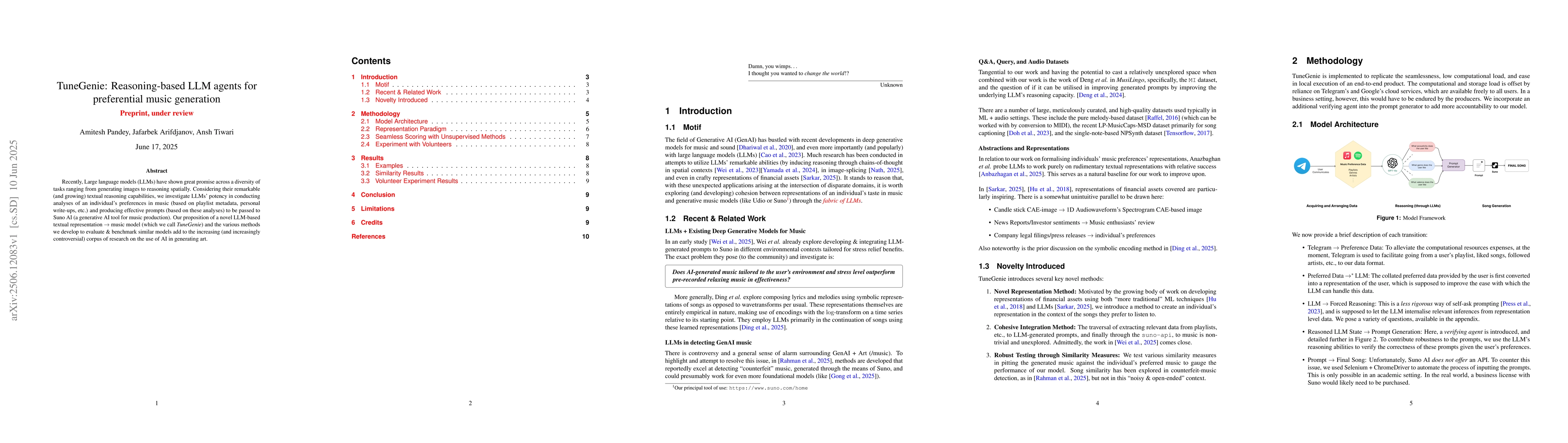 Thumbnail for TuneGenie: Reasoning-based LLM agents for preferential music generation