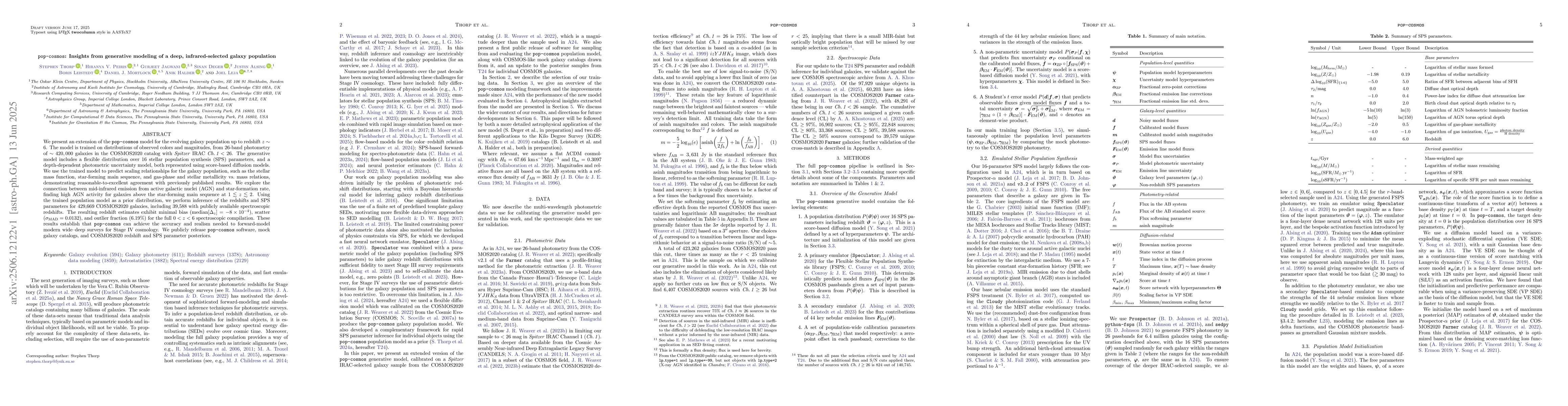Thumbnail for pop-cosmos: Insights from generative modeling of a deep,
  infrared-selected galaxy population