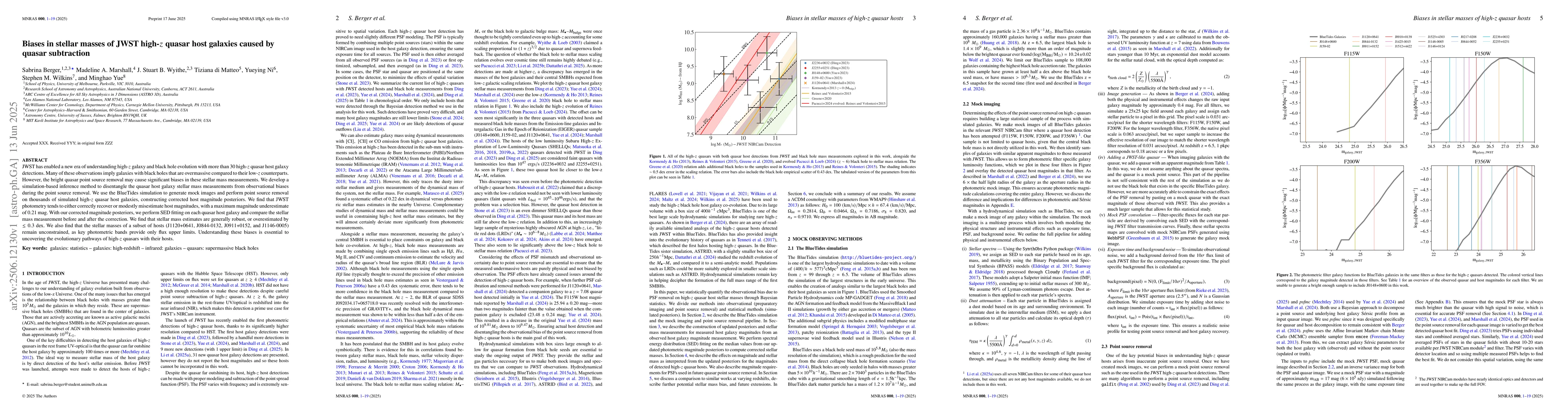 Thumbnail for Biases in stellar masses of JWST high-z quasar host galaxies caused by
  quasar subtraction