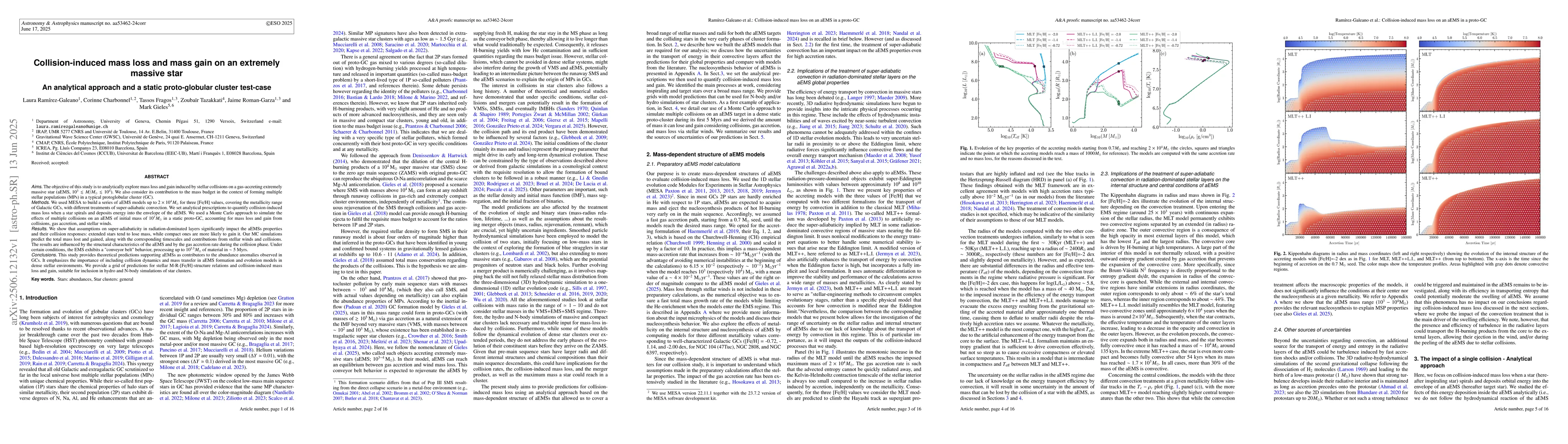 Thumbnail for Collision-induced mass loss and mass gain on an extremely massive star.
  An analytical approach and a static proto-globular cluster test-case