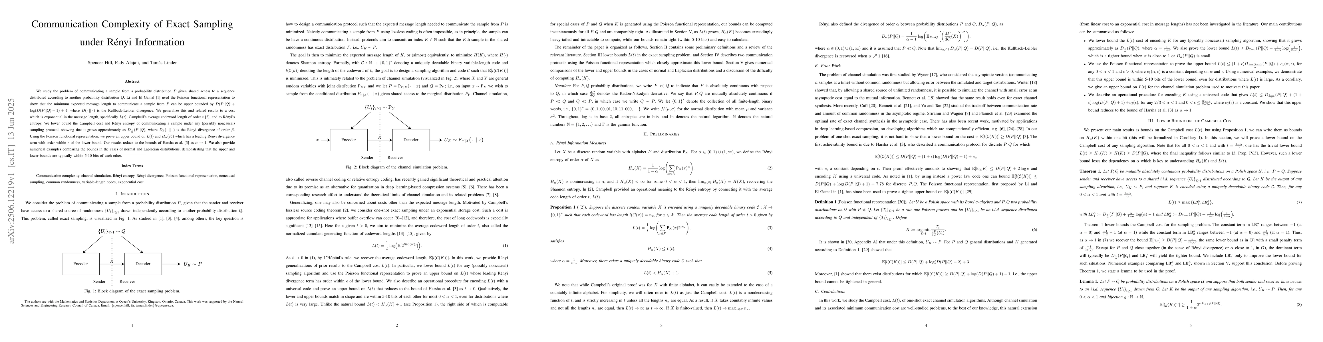 Thumbnail for Communication Complexity of Exact Sampling under Rényi Information