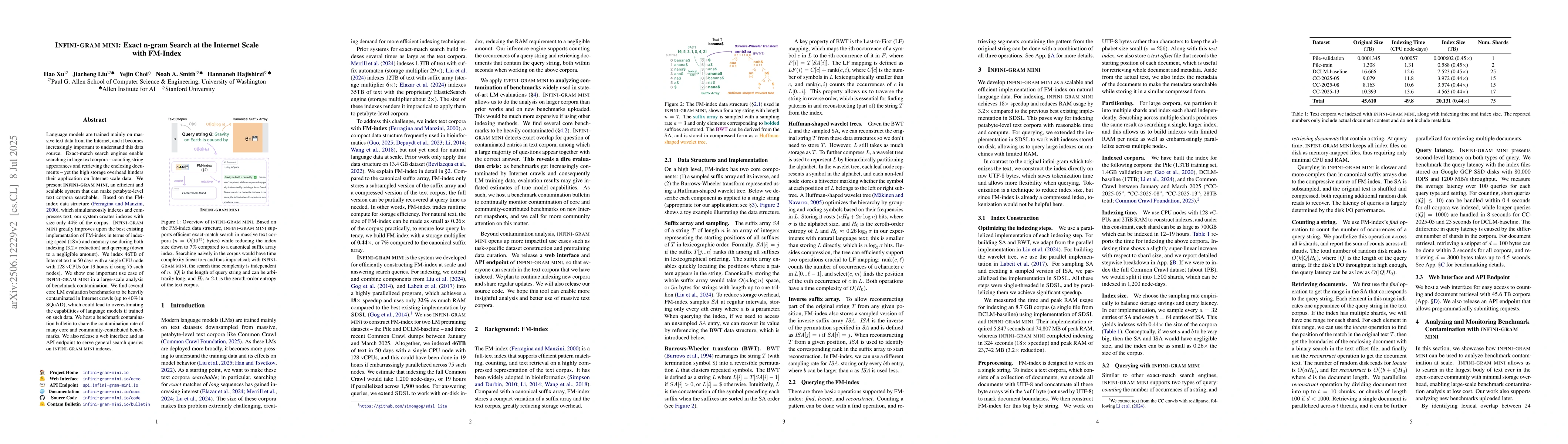 Thumbnail for Infini-gram mini: Exact n-gram Search at the Internet Scale with
  FM-Index