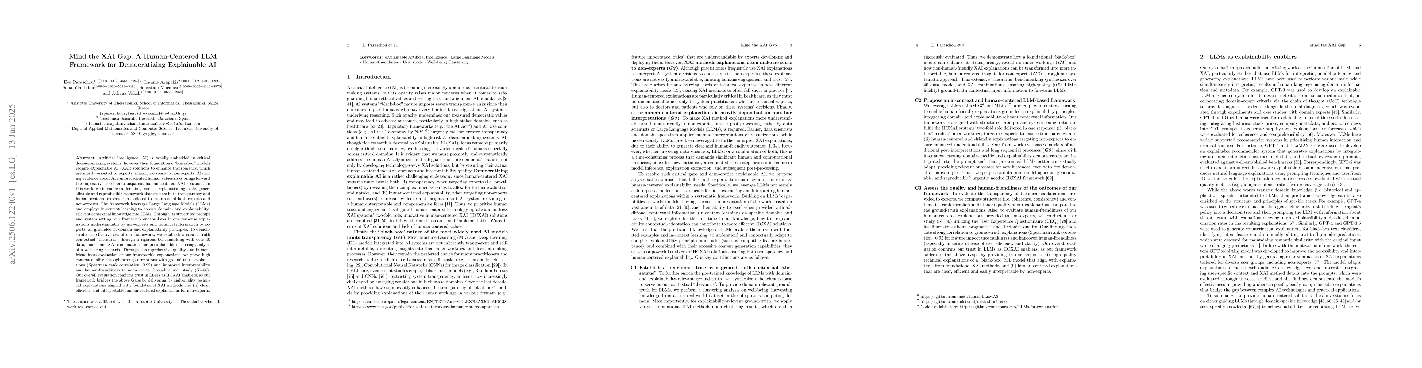 Thumbnail for Mind the XAI Gap: A Human-Centered LLM Framework for Democratizing
  Explainable AI