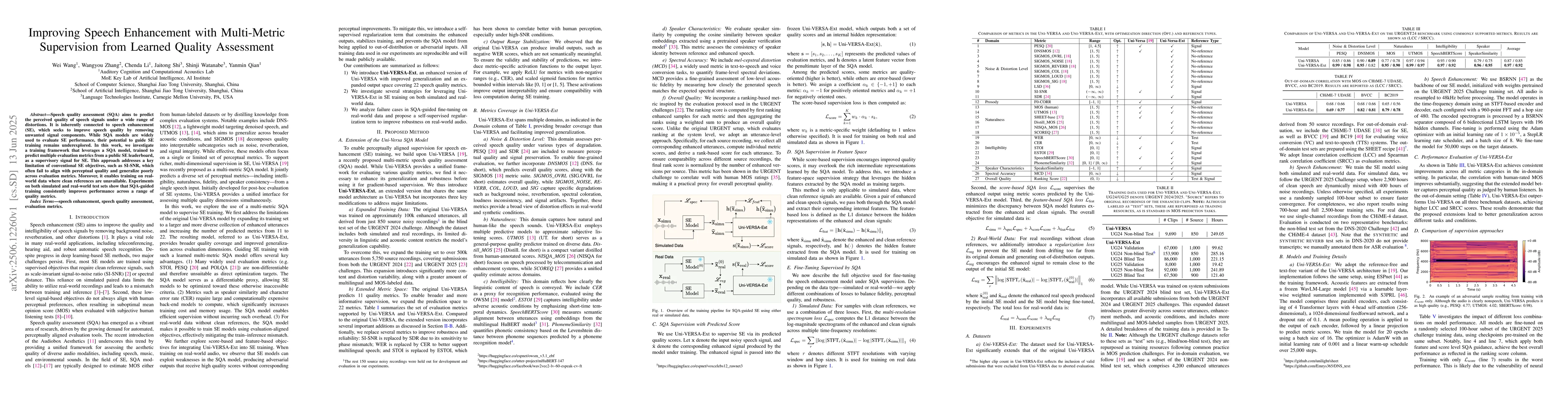 Thumbnail for Improving Speech Enhancement with Multi-Metric Supervision from Learned
  Quality Assessment