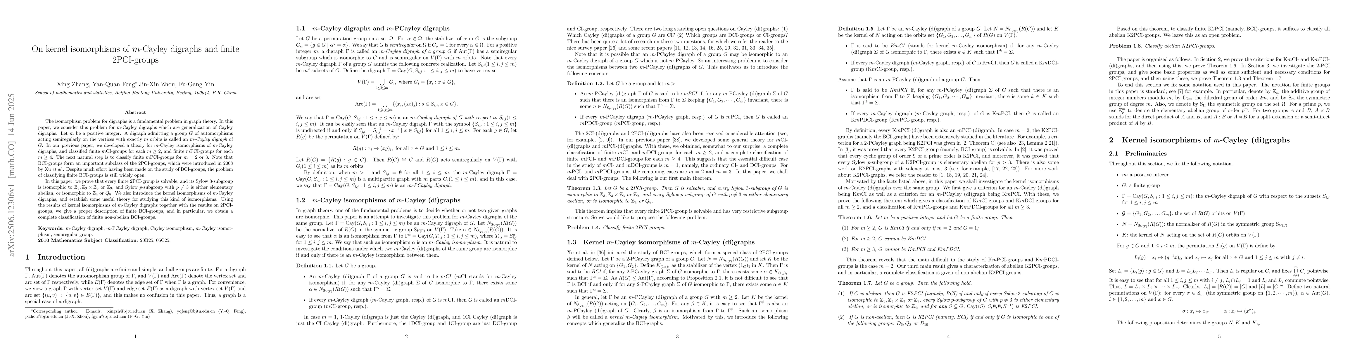 Thumbnail for On kernel isomorphisms of $m$-Cayley digraphs and finite $2$PCI-groups