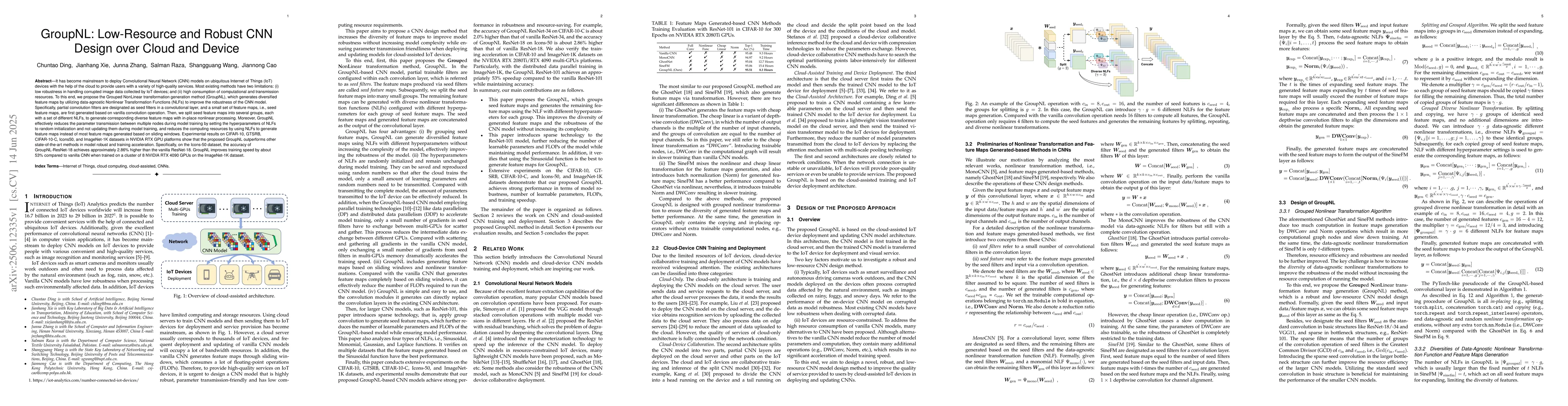 Thumbnail for GroupNL: Low-Resource and Robust CNN Design over Cloud and Device