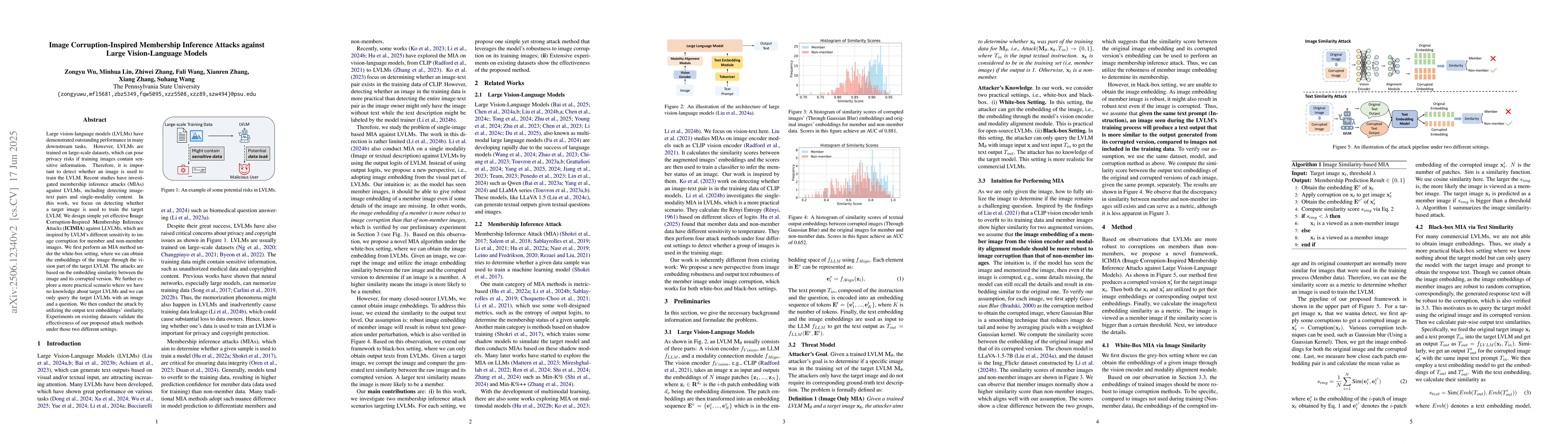 Thumbnail for Image Corruption-Inspired Membership Inference Attacks against Large
  Vision-Language Models