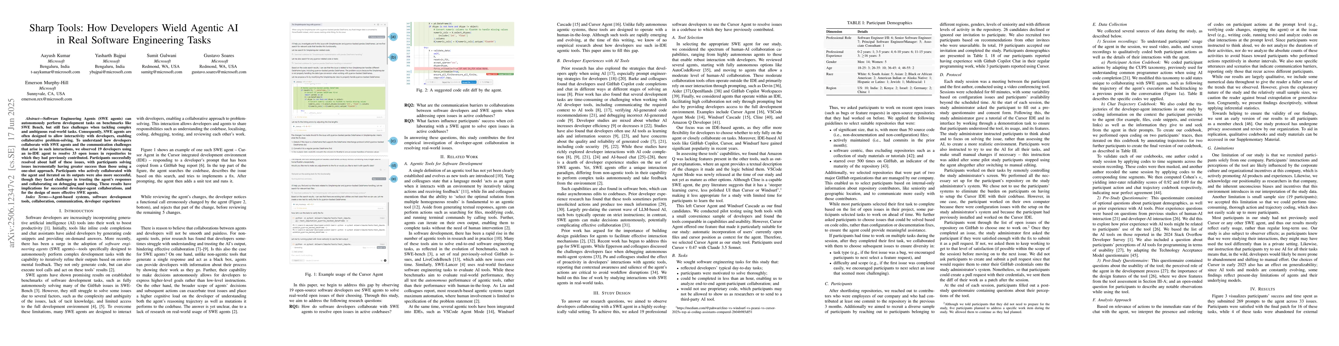 Thumbnail for Sharp Tools: How Developers Wield Agentic AI in Real Software
  Engineering Tasks