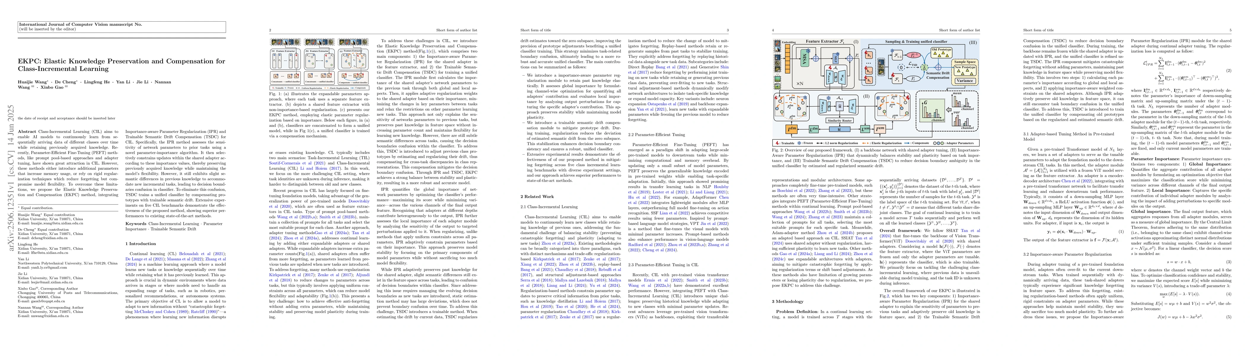 Thumbnail for EKPC: Elastic Knowledge Preservation and Compensation for
  Class-Incremental Learning