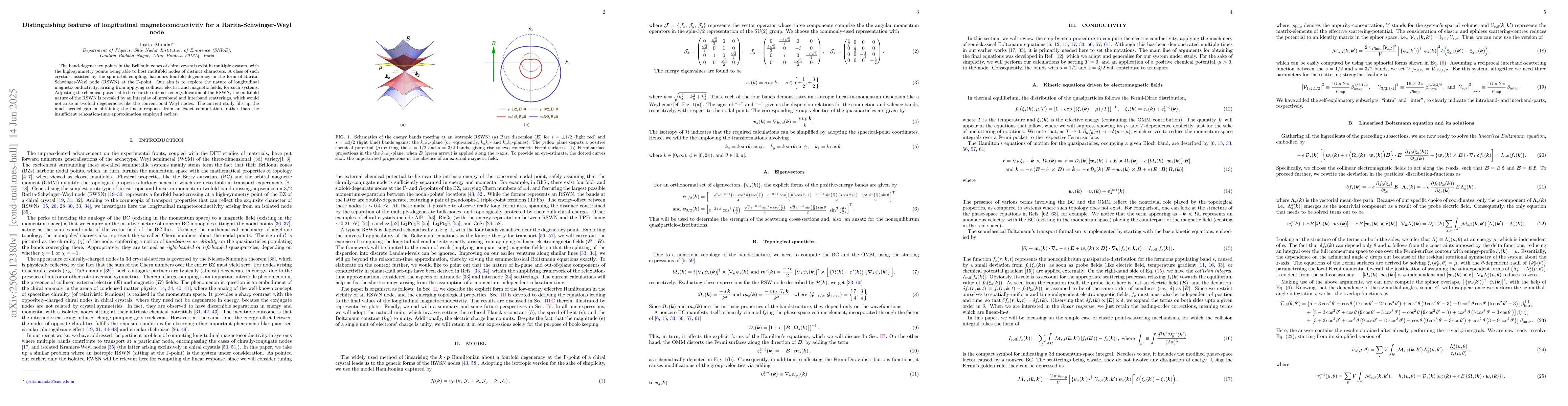 Thumbnail for Distinguishing features of longitudinal magnetoconductivity for a
  Rarita-Schwinger-Weyl node