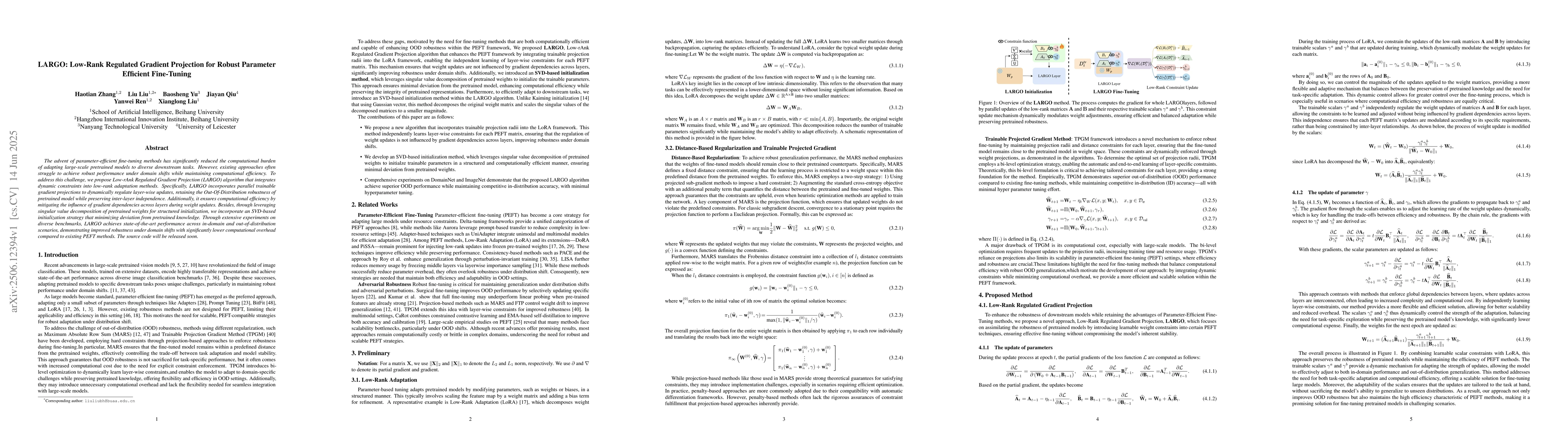 Thumbnail for LARGO: Low-Rank Regulated Gradient Projection for Robust Parameter
  Efficient Fine-Tuning