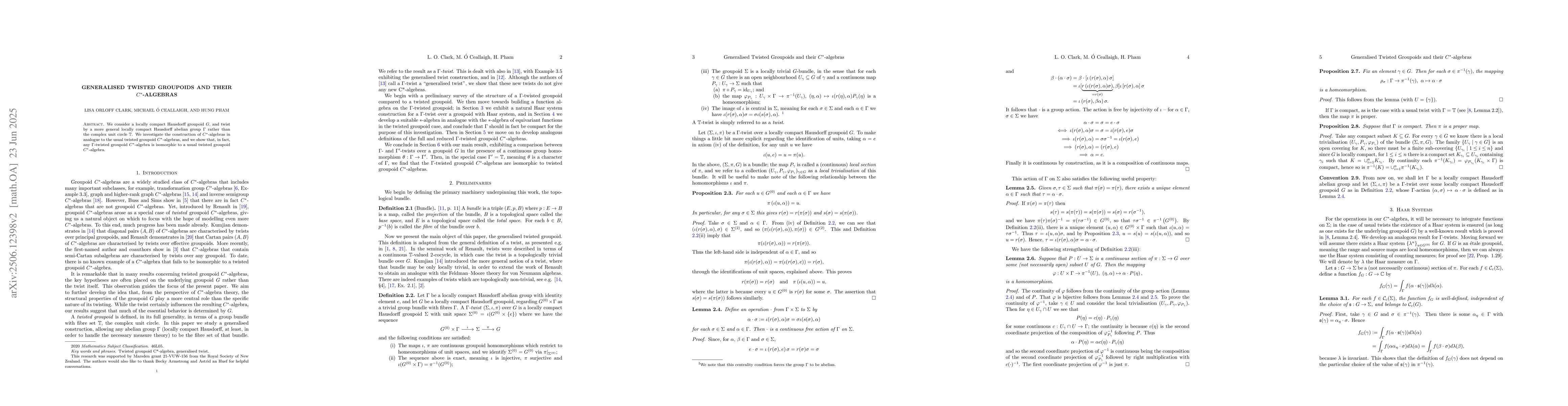 Thumbnail for Generalised Twisted Groupoids and their C*-algebras