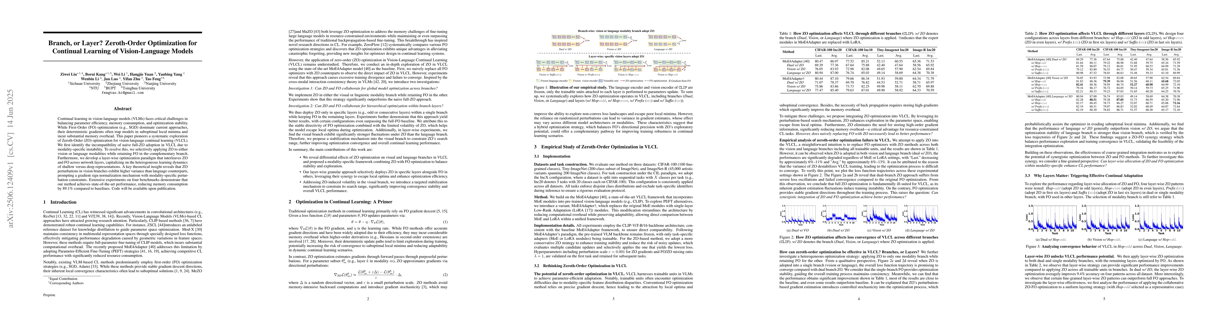 Thumbnail for Branch, or Layer? Zeroth-Order Optimization for Continual Learning of
  Vision-Language Models