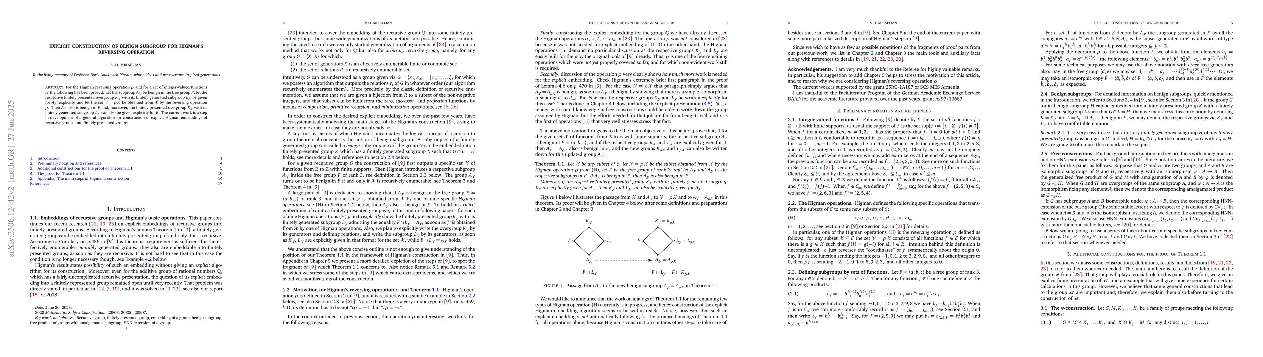 Thumbnail for Explicit construction of benign subgroup for Higman's reversing
  operation